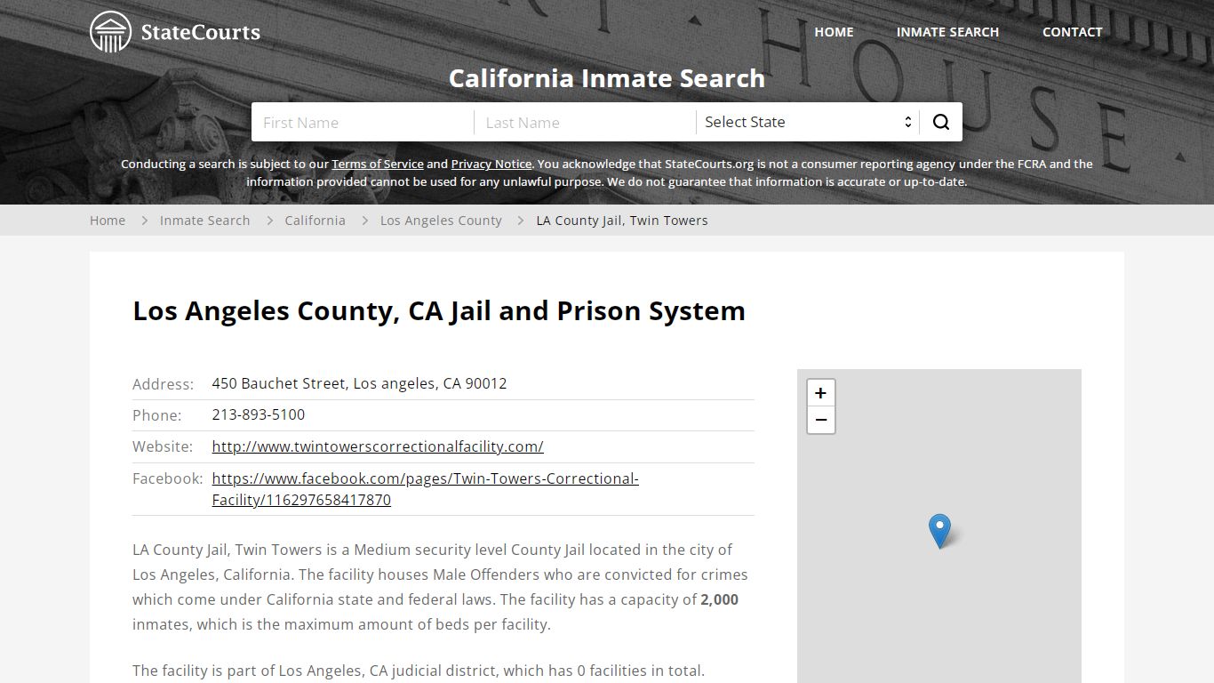 LA County Jail, Twin Towers Inmate Records Search, California - StateCourts