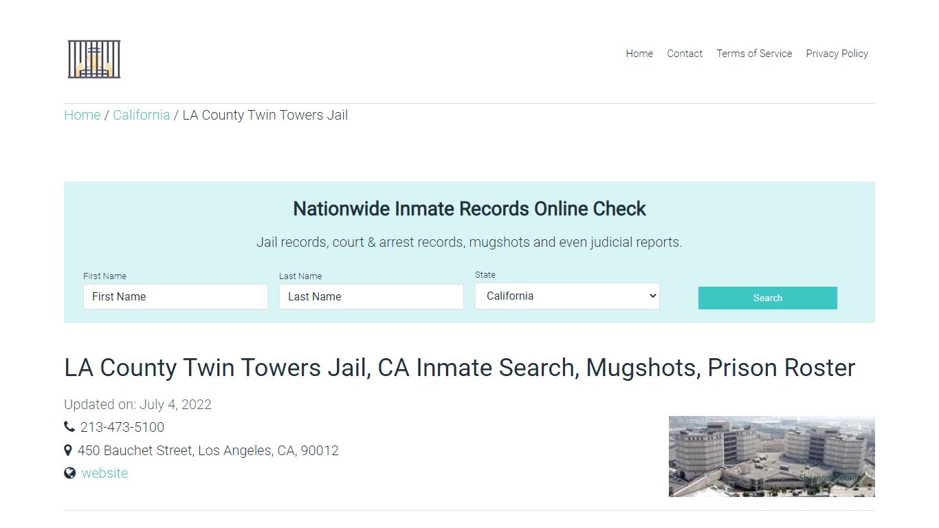 LA County Twin Towers Jail, CA Inmate Search, Mugshots, Prison Roster ...