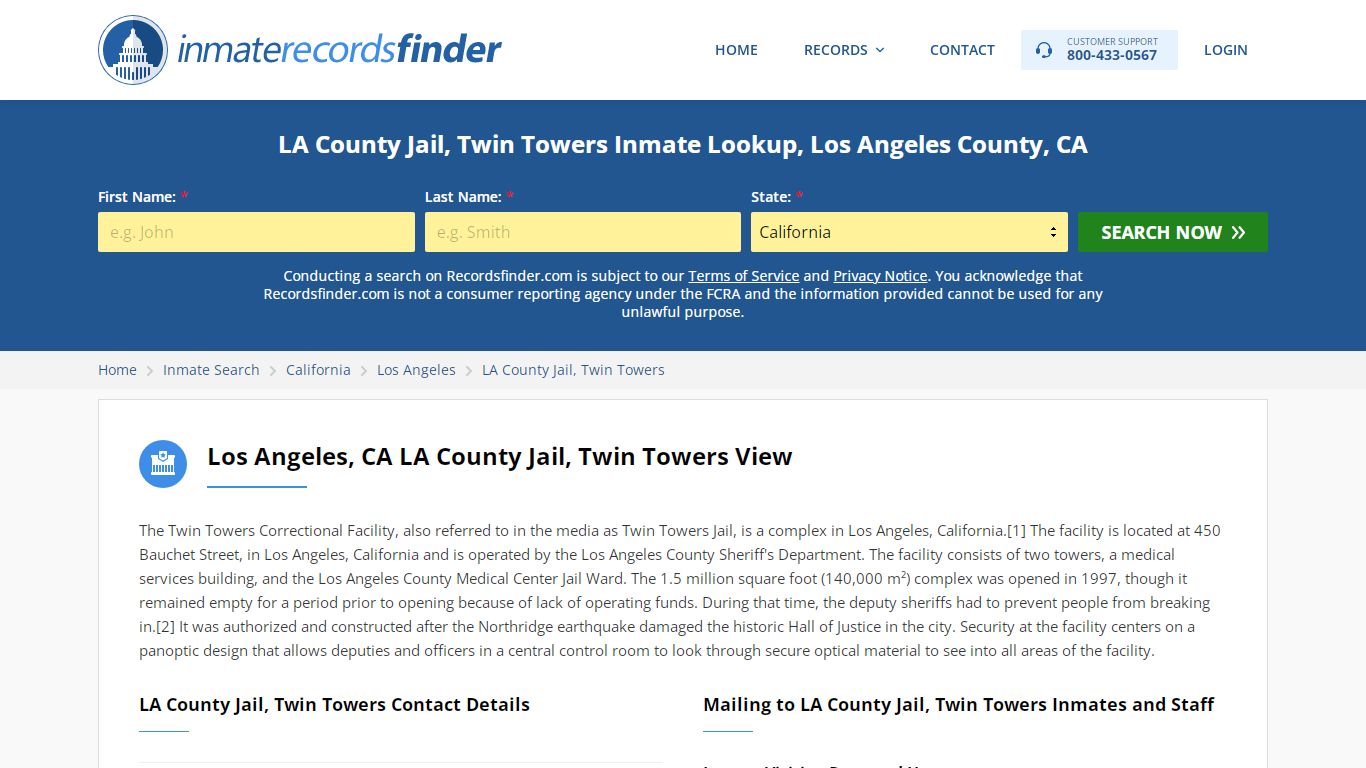 LA County Jail, Twin Towers Roster & Inmate Search, Los Angeles County ...