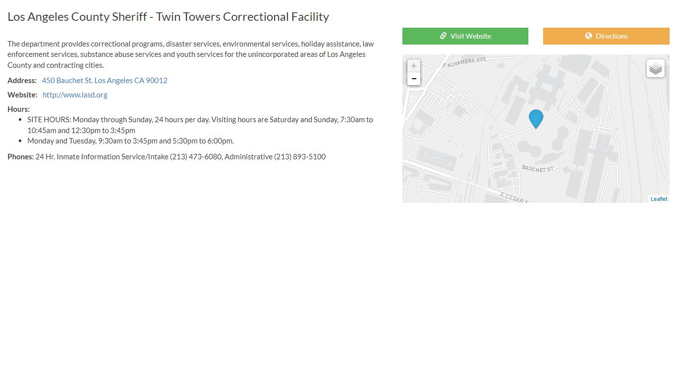 Los Angeles County Sheriff - Twin Towers Correctional Facility